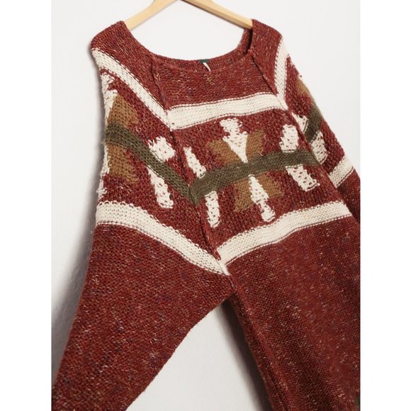 Free People Northern Lights Sweater Dress Wool Linen Blend Boho Cozy Western XS - Picture 12 of 16